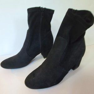 Black Suede Heeled Ankle Boots